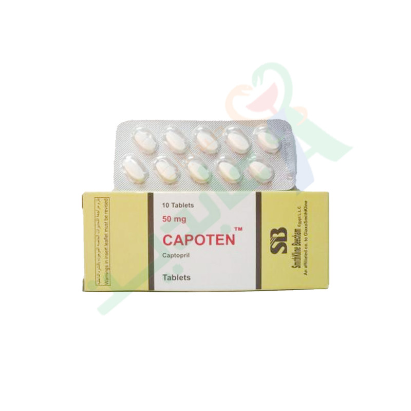 CAPOTEN 50 MG 10 TABLET-- | Abdin Pharmacies